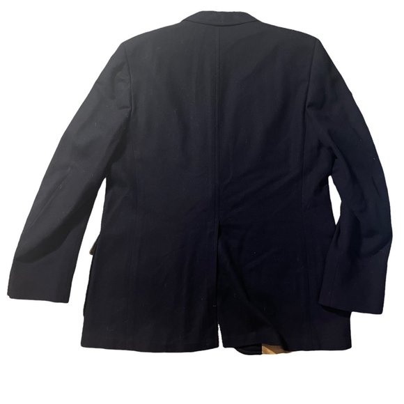 IZOD LACOSTE Vintage 2 Gold Alligator Button Navy Blue Blazer - Picture 2 of 5